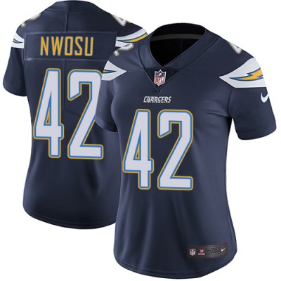 Nike Los Angeles Chargers #42 Uchenna Nwosu Navy Blue Team Color Women's Stitched NFL Vapor Untouchable Limited Jersey
